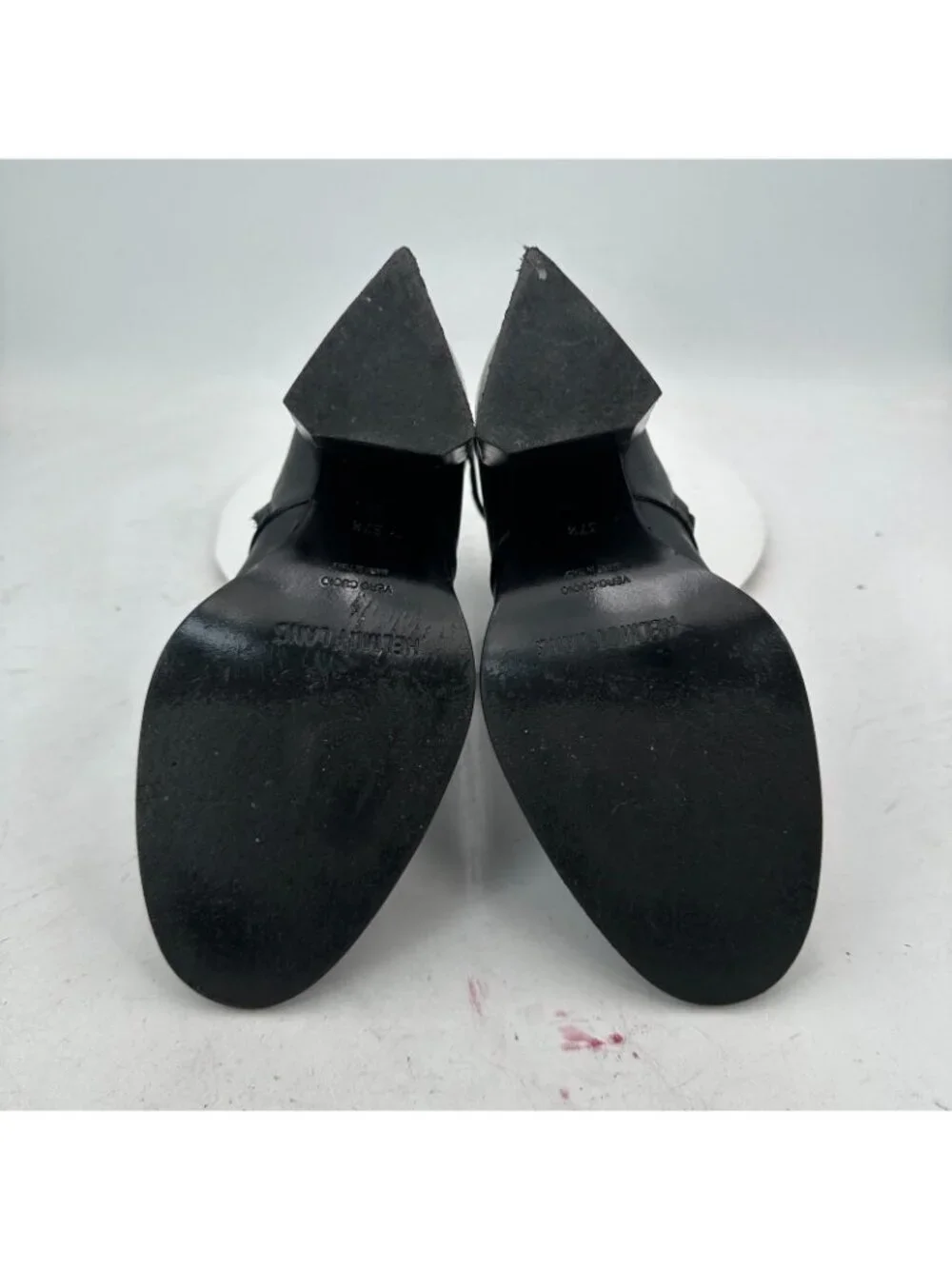 Helmut Lang Women Size EU 37.5 US 7.5 Black Leather Side Zip Block Heel Boot